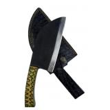 Lg Handmade Steel Cleaver Blade Knife w/ Sheath