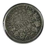 1876-A Germany 1 Mark, Imperial Eagle, 90% Silver