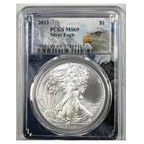 2013 American Silver Eagle 1oz PCGS MS69 .999