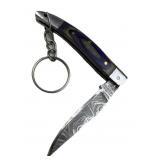 Damascus Steel Folding Blade Keychain Knife