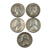 (5) 1961-P Silver US Washington Quarters