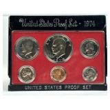1974 US Proof Coin Set, 6 Coins with Ike Dollar