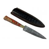 Damascus Steel Fixed Blade Knife w/ Sheath