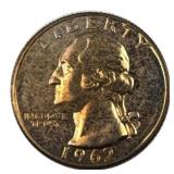 1962 US Washington Quarter, Gold-Toned 90% Silver