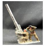 Vintage Metal Artillery Gun & Two-Man Crew