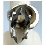 925 Silver Mexico Marquise Cut Smoky Quartz Ring