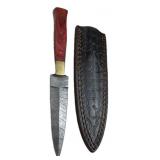 Damascus Steel Fixed Blade Knife w/ Sheath