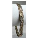 925 Silver Tri-Color Braided Herringbone Chain Bra