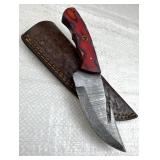 Damascus Steel Fixed Blade Knife w/ Sheath