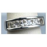 925 Silver Channel-Set Princess-Cut Quartz Ring