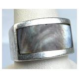 950 Silver Vtg. Rectangular Mother of Pearl Inlay