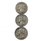 (3) 1948 P/D/S Silver US Washington Quarters