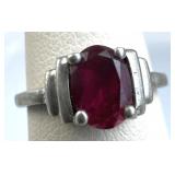 925 Silver Vintage Art Deco Ruby Ring