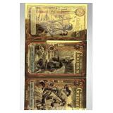 (3) 1/2 Goldbacks 24K, ID FL OK .999 Gold