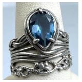 925 Silver Designer PZ Israel London Blue Topaz Ri