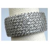 925 Silver 7-Row Pave Zirconia Wide Band Ring