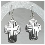 925 Sterling Silver Southwestern Cross Earrings