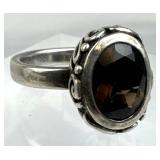 925 Silver Vtg Silpada Smoky Quartz Oxidized Ring