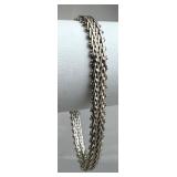 925 Silver Italy Vtg Woven Riccio Chain Bracelet