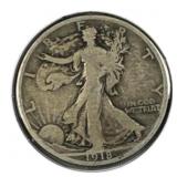 1918 US Walking Liberty Half Dollar, Good, Silver