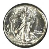 1944-D US Walking Liberty Half Dollar, 90% Silver