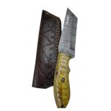 Damascus Steel Fixed Blade Knife w/ Sheath