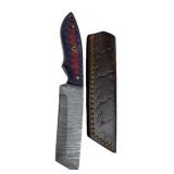 Damascus Steel Fixed Blade Knife w/ Sheath