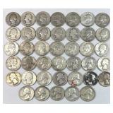 (40) 1934-63 Silver Washington Quarters Full Roll