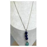 925 Silver Turquoise and Lapis Pendant Necklace