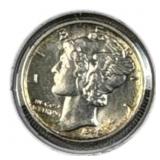 1942-S US Mercury Dime, Mint State, 90% Silver