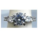 925 Silver Round CZ Classic Engagement Style Ring