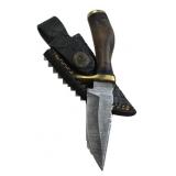 Damascus Steel Fixed Blade Knife w/ Sheath