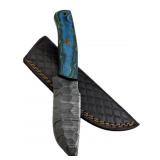 Damascus Steel Fixed Blade Knife w/ Sheath