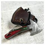 Damascus Steel Fixed Mini Axe w/ Sheath