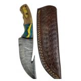 Damascus Steel Fixed Blade Knife w/ Sheath