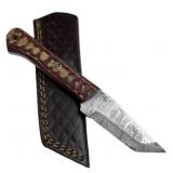 Damascus Steel Fixed Blade Knife w/ Sheath
