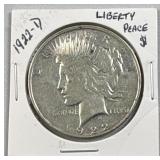 1922-D Peace Silver Dollar, US 90% Coin