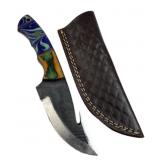 Damascus Steel Fixed Blade Knife w/ Sheath