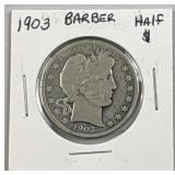 1903 Barber Silver Half Dollar, US 90% Coin