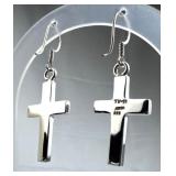 925 Silver Taxco Mexico Cross Earrings