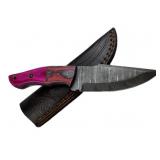 Damascus Steel Fixed Blade Knife w/ Sheath