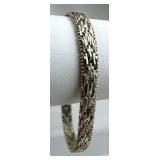 925 Silver Italy Vtg Flat Woven Chevron Link Brace