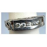 925 Silver Vtg. Channel-Set 5 Round CZ Band Ring