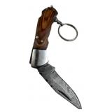 Damascus Steel Folding Blade Keychain Knife
