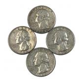 (4) 1963-P&D US Washington Quarters, 90% Silver