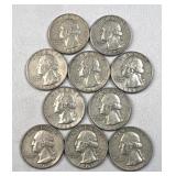 (10) 1963-D US Washington Quarters, 90% Silver