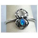 925 Silver Petite Fire Opal Spider Ring