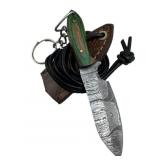 Damascus Steel Fixed Mini Knife w/ Sheath