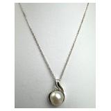 10K Gold & 925 Silver Pearl Diamond Necklace