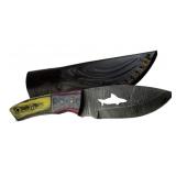 Damascus Steel Fixed Blade Knife w/ Sheath